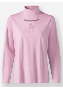 Dames Shirt met lange mouwen en broderie anglaise in roze ,maat 38, WITT, 100% Katoen