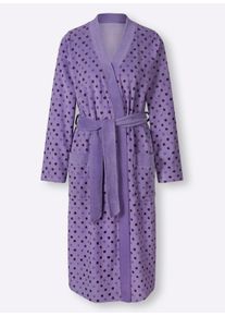 feel good Dames Badjas in lavendel/lila gestippeld ,maat 36/38, Witt, 80% Katoen, 20% Polyester