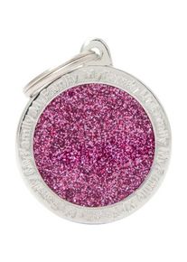 MyFamily Shine "Big Circle Pink Glitter" ID Tag