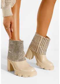 Cizme scurte dama bej Almasa