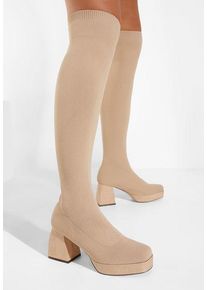 Cizme lungi dama bej Brena