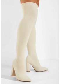 Cizme lungi peste genunchi bej Herrera