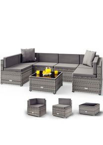 Casaria® Salotto da giardino 16 pz grigio-antracide polyrattan