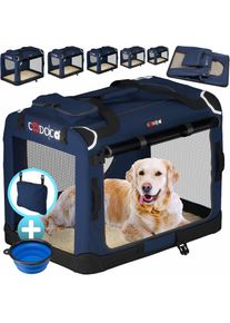 Cadoca® Sac de transport pour chien bleu M 60x42x44cm pliable