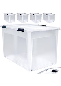Deuba 4x Boîte de rangement transparente 60x40x35cm 60L