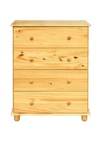 Möbilia Möbilia Cómoda | 4 cajones | madera maciza de pino | ancho 80 x fondo 43 x alto 102 cm | natural