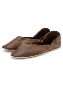 Werner Schuhe Damen-Reisepantoffel Leder Braun 41