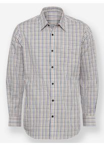 Marco Donati Heren Hemd met lange mouwen in marine/beige ,maat 39/40, Witt, 100% Katoen