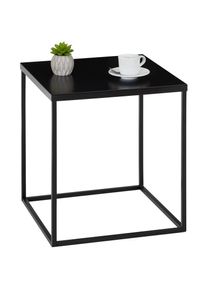 Idimex Table d'appoint hilar table basse de salon table à café bout de canapé design retro vintage industriel, plateau carré en métal noir - Noir