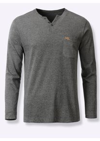 Heren Pyjama-Shirt in grijs gemêleerd ,maat 44/46, Witt, 52% Katoen, 48% Polyester