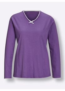 wäschepur Dames Pyjama-Shirt in paars ,maat 36/38, Witt, 50% Katoen, 50% Modal