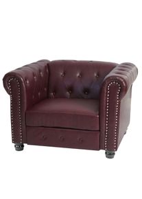 Luxus Sessel Loungesessel Relaxsessel Chesterfield Kunstleder ~ runde Füße, rot-braun