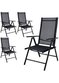 Deuba® Lot de 4 chaises de jardin à dossier haut réglable