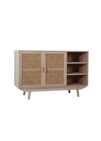 Salesfever aparador frente ratán | 2 puertas,3 compartimentos abiertos | cuerpo de MDF | patas de madera de paulownia | An100xPr36xAl65cm | natural