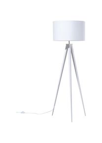 Lampadaire Lampe Design Trépied Blanche en Tissu et Métal E27 Max 40W pour Éclairage de Chambre ou Salon Scandinave et Urbain Beliani Blanc