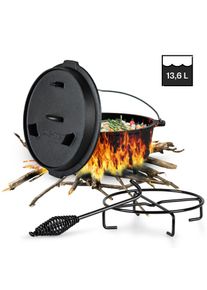 Klarstein Guernsey, prémium öntöttvas edény, 12.0 barbecue edény, öntöttvas, lábacskák, XL/13,6 l méret