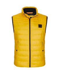 Plus size : BOSS Orange, Quilted gilet with rubberised logo emblem in a Yellow