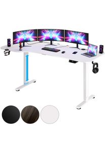 Casaria® Bureau assis debout blanc 160x75x73-118cm avec écran LCD
