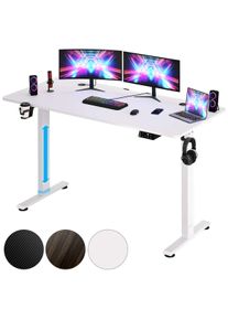 Casaria® Bureau assis debout blanc 140x60x73-118cm avec écran LCD