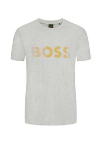Plus size : BOSS Green, T-shirt with rubberised logo in a Light Grey