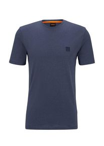 Plus size : BOSS Orange, Cotton T-shirt with rubberised logo emblem in a Blue