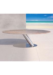 Gartentisch aus Juparana Colombo Stein und Metallgestell nach Mass konfigurieren trotzt Wind und Wetter Ricon Manufaktur