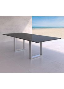 Gartentisch aus dunklem Naturstein nach Maß ist solide und für jeden Outdoorbereich Nero Impala aus dem Hause ricon manufaktur