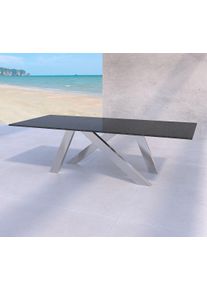 Gartentisch aus dunklem Naturstein nach Maß ist solide und für jeden Outdoorbereich Nero Impala aus dem Hause ricon manufaktur