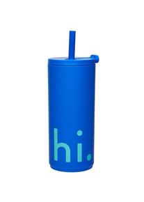 Design Letters Travel Drinking Cup With Straw Blue