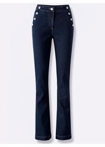Dames Bootcut-jeans met sierknopen in dark-blue ,maat 19, WITT, 81% Katoen, 17% Polyester, 2% Elastan