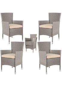 Casaria® Sedie da giardino impilabile set da 4 beige/crema