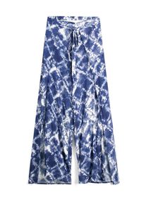 Bershka Dames Broek marine / ultramarine blauw / wit 34