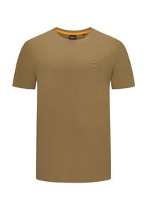 Plus size : BOSS Orange, Cotton T-shirt with rubberised logo emblem in a Beige