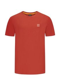 Plus size : BOSS Orange, Cotton T-shirt with rubberised logo emblem in a Bourdeaux