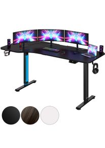 Casaria® Bureau assis debout noir 160x75x73-118cm avec écran LCD