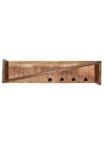 SIT-MÖBEL SIT Möbel Perchero de pared | 4 ganchos, 1 balda inclinada | madera maciza de mango natural | An 90 x Pr 20 x Al 20 cm | 19000-53 | Serie GARDEROBE