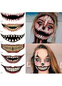 10 Stück Halloween-PVC-Tattoo-Aufkleber, Horror-Lippen, DIY-Aufkleber, großer Mund, Tattoo, wasserdicht, Spaß, Make-up, Lächeln, Lippen, Schönheitswerkzeuge, H