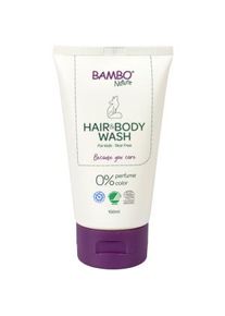 Abena Re-Seller GmbH Bambo® Nature Shampoo- und Duschgel, schaumreduziert, Schonende 2in1 Seife für Haut und Haar von Babys und Kindern, 150 ml - Tube
