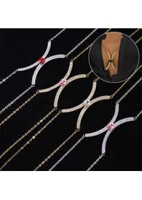 Valentine's Day Gift Women Jewelry Luxury Delicate Sexy Chest Chain Bra Body Chain Rhinestone Necklace Geometric Charm