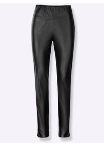 Dames Broek van imitatieleer met brede elastische band in zwart ,maat 36, WITT, 100% Polyester