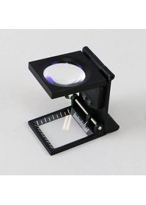 Opvouwbaar vergrootglas/LED-verlichting/precisieloep/draadteller/verstelbare wijzer/zonder vervorming, 6x vergrotend, metaal, zwart