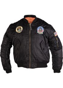 Mil-Tec MA1 Aviator, giacca tessile bambini , colore: Nero , dimensione: M