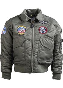 Mil-Tec CWU Aviator, casaco t&ecirc;xtil para crian&ccedil;as , cor: Verde-Azeitona , tamanho: S