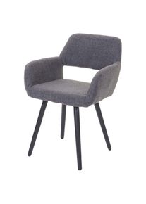 Esszimmerstuhl HWC-A50 II, Stuhl Küchenstuhl, Retro 50er Jahre Design ~ Textil, grau, dunkle Beine