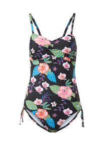 Tom Tailor Damen Badeanzug mit Blumenmuster, schwarz, Blumenmuster, Gr. 36C,