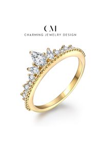 ATTAGEMS Pear Cut 5*3mm Solid 18K 14K 10K Yellow Gold AU585 Moissanite Ring for Women Men Engagement Party Luxurly Wedding Gift