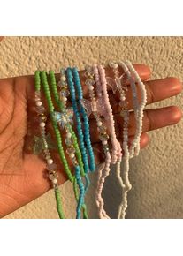 1PC Bohemian Butterfly Rice Beads Waist Belly Chain Sexy Handmade Elastic Beaded Decor Body Chains For Women Girls Beach Jewelry