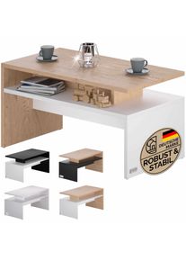 Casaria® Tavolino Sacramento bianco/quercia 92x50x47cm