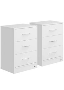 Casaria® Comodino Eloise Set di 2 Bianco 54x39x28cm LED