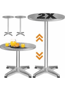 Casaria® Set di 2 tavoli da bar in alluminio argento Ø60cm Altezza regolabile